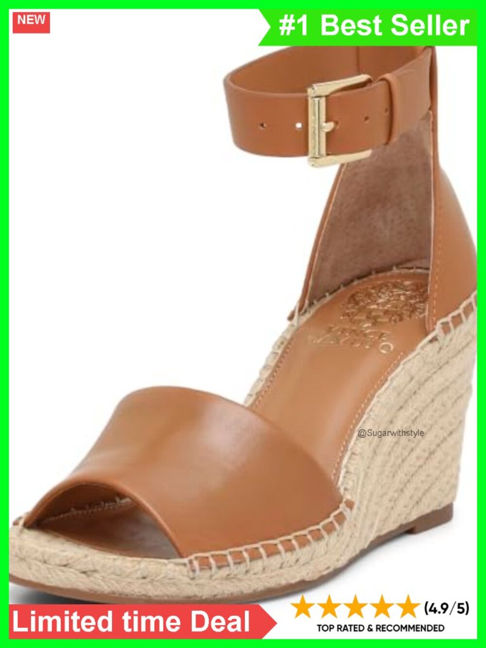 Leera Espadrille Wedge Sandal Leather Ankle Strap Buckle 2.75-Inch Heel